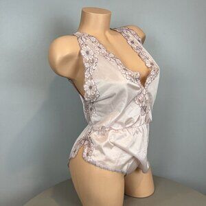 Vanity Fair Vintage Teddy Bodysuit Lingerie Pale Pink Size XS/S USA Made